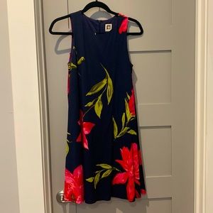Navy Shift Sundress with Floral Print